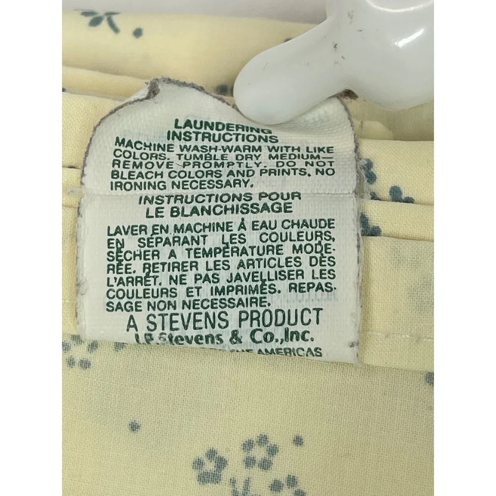 Vintage Laura Ashley Queen Flat Sheet Cream Blue USA Made